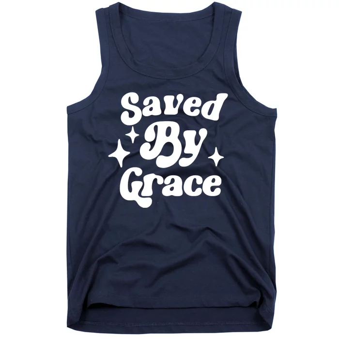 Saved By Grace Motivational Christian Retro Tank Top