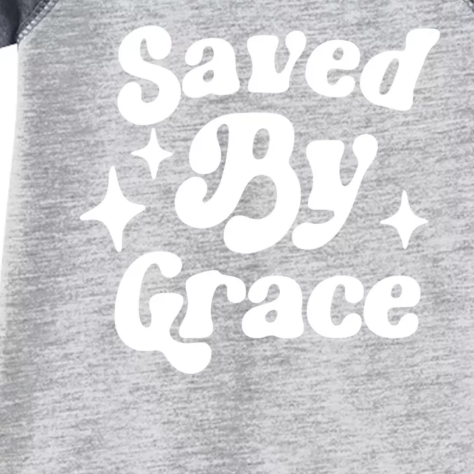 Saved By Grace Motivational Christian Retro Infant Baby Jersey Bodysuit