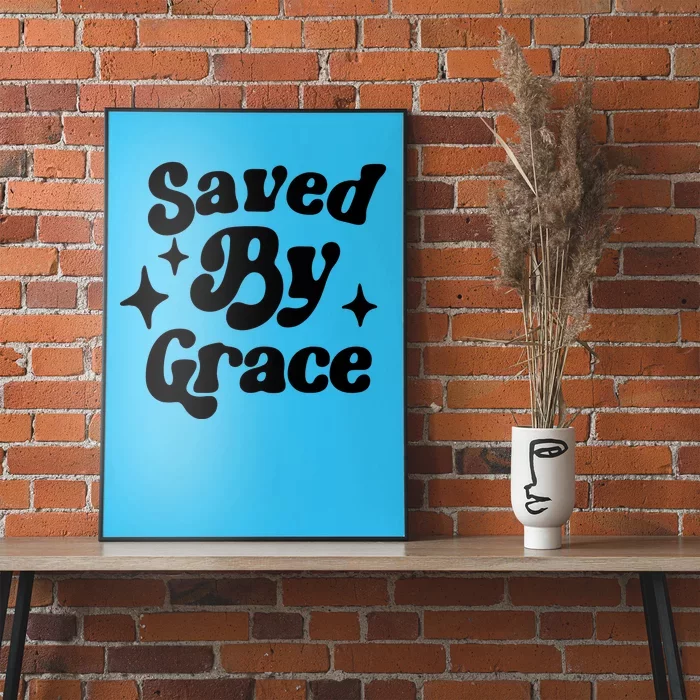 Saved By Grace Motivational Christian Retro Poster