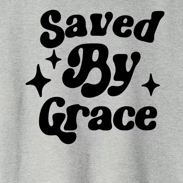 Saved By Grace Motivational Christian Retro Women's Crop Top Tee