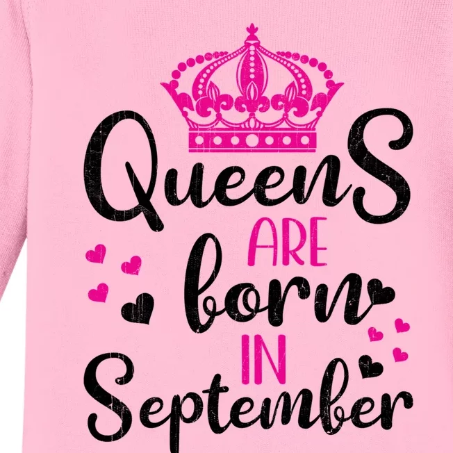 September Bday Gift Queens Are Born In September Gift Baby Long Sleeve Bodysuit