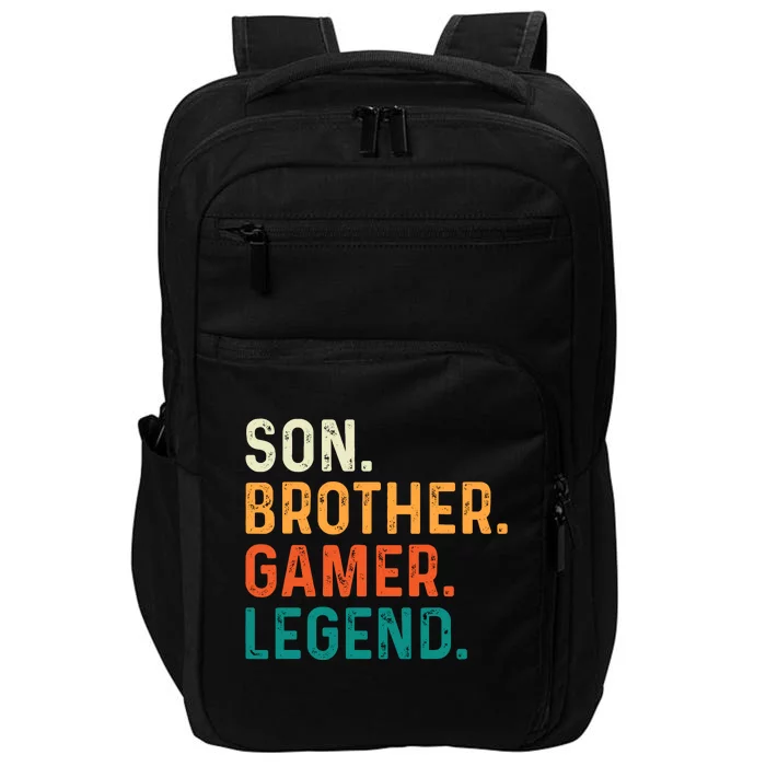 Son Brother Gamer Legend Funny Gaming Impact Tech Backpack