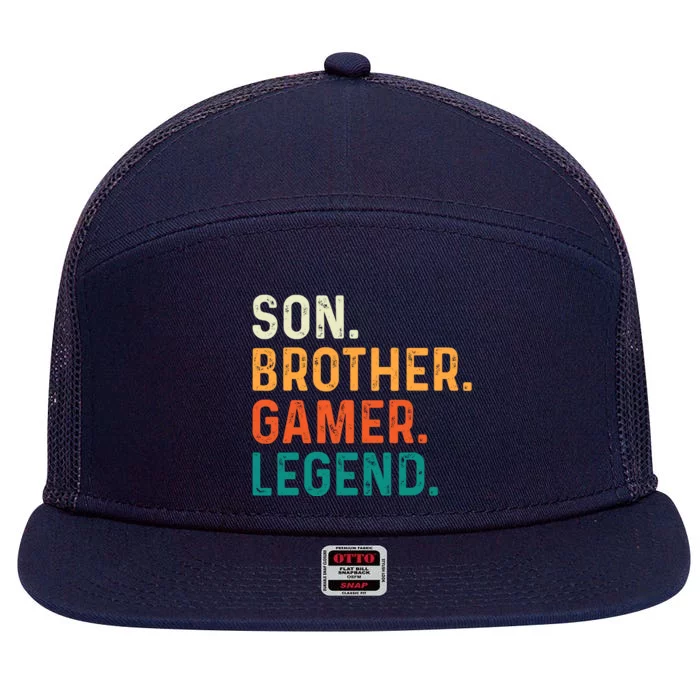 Son Brother Gamer Legend Funny Gaming 7 Panel Mesh Trucker Snapback Hat