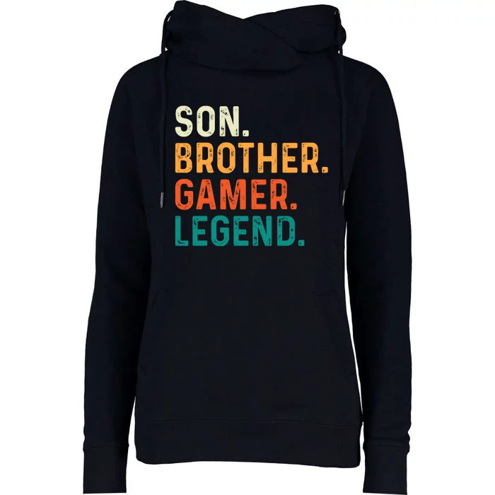 Son Brother Gamer Legend Funny Gaming Womens Funnel Neck Pullover Hood