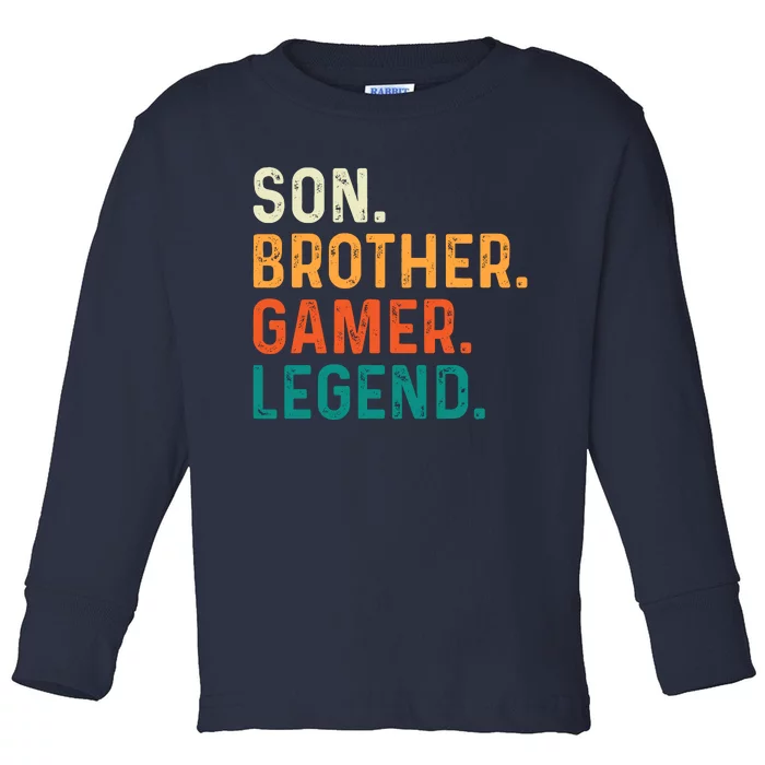 Son Brother Gamer Legend Funny Gaming Toddler Long Sleeve Shirt