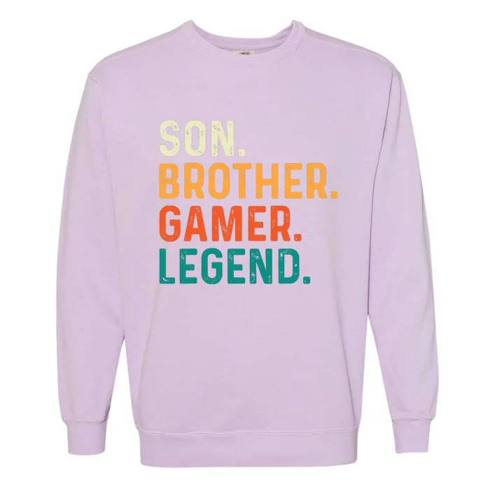 Son Brother Gamer Legend Funny Gaming Garment-Dyed Sweatshirt