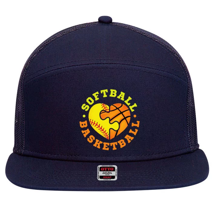 Softball Basketball Gift 7 Panel Mesh Trucker Snapback Hat