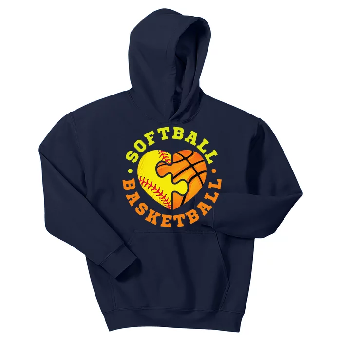 Softball Basketball Gift Kids Hoodie