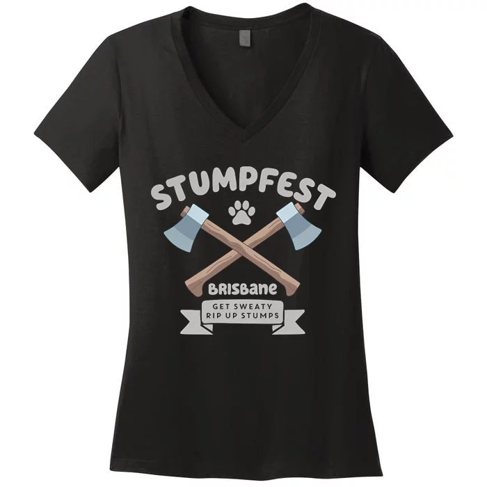 Stumpfest Brisbane Get Sweaty Rip Up Stumps Dad Mode Women's V-Neck T-Shirt