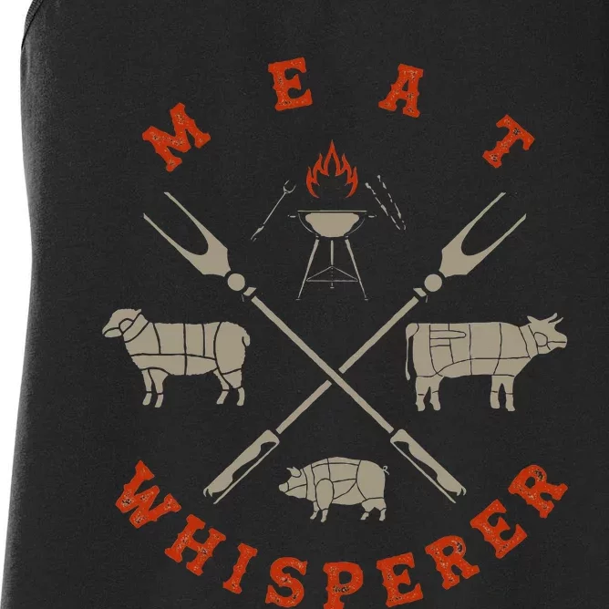 Smoked Bbq Grilling Meat Smoking Meat Whisperer Barbecue Women's Racerback Tank