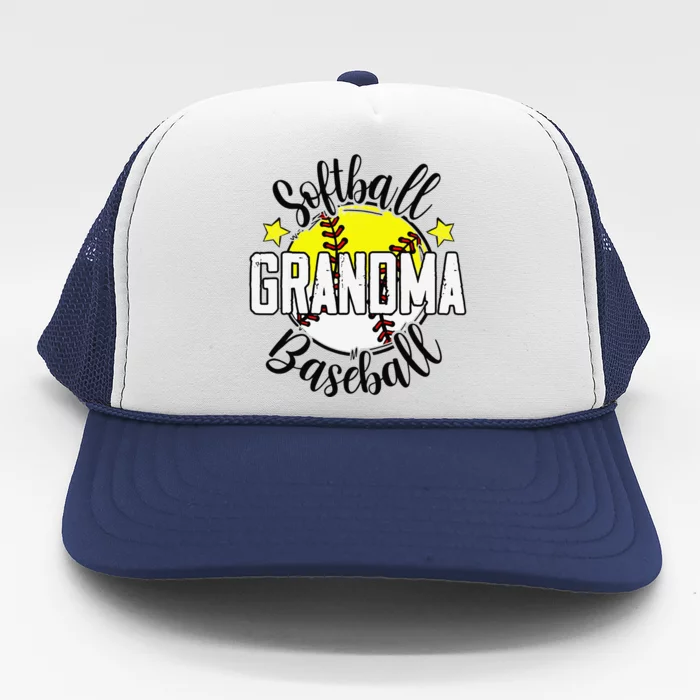 Softball Baseball Grandma Gift For Women Trucker Hat