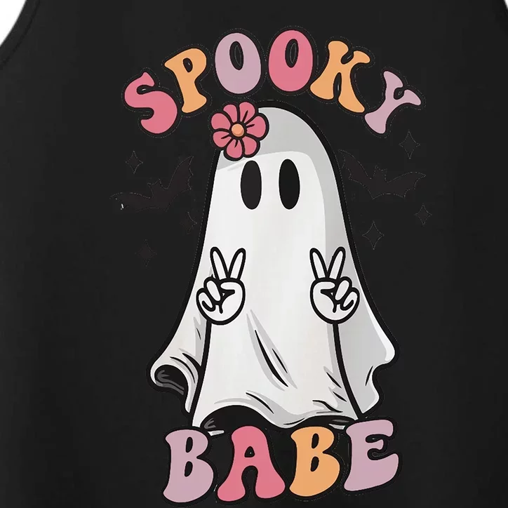 Spooky Babe Groovy Vibes Ghost Halloween Pumpkin Gift Performance Tank