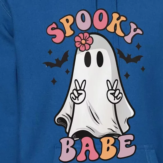 Spooky Babe Groovy Vibes Ghost Halloween Pumpkin Gift Premium Hoodie