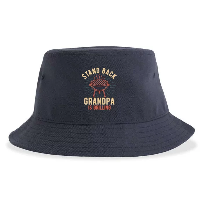 Stand Back Grandpa Is Grilling Vintage Gift for Him BBQ Fun Sustainable Bucket Hat