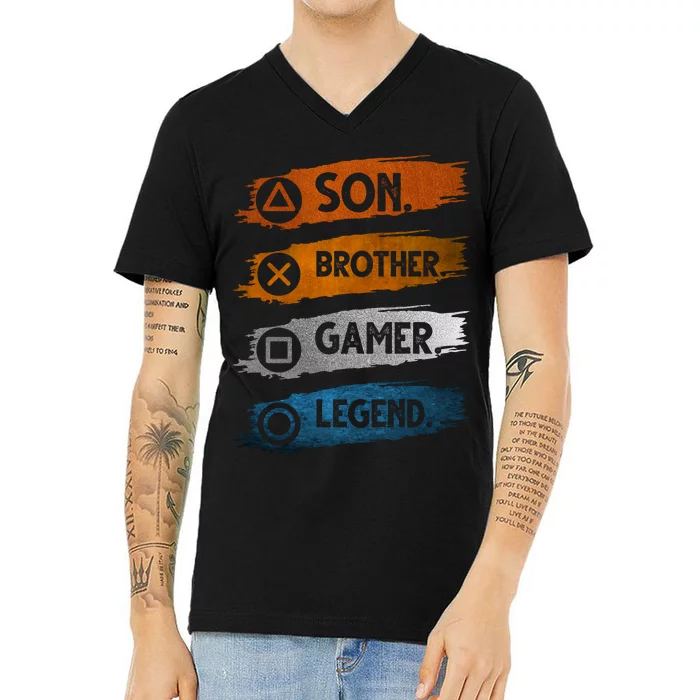 Son Brother Gamer Legend Controller V-Neck T-Shirt