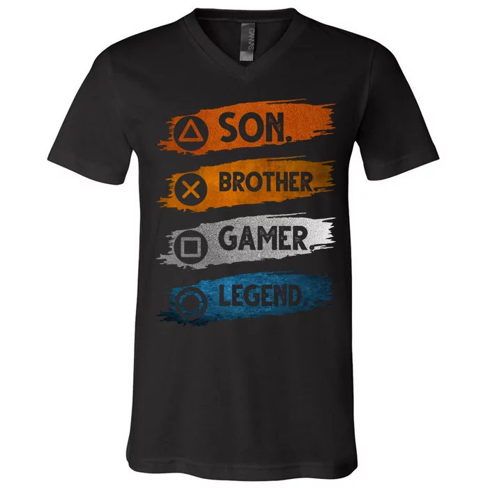 Son Brother Gamer Legend Controller V-Neck T-Shirt