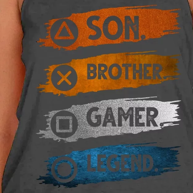 Son Brother Gamer Legend Controller Women's Knotted Racerback Tank