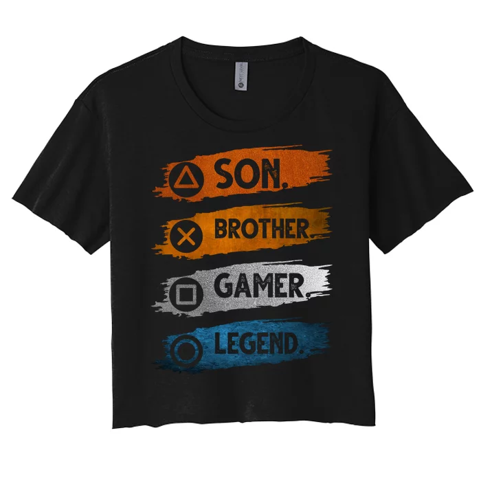 Son Brother Gamer Legend Controller Women's Crop Top Tee