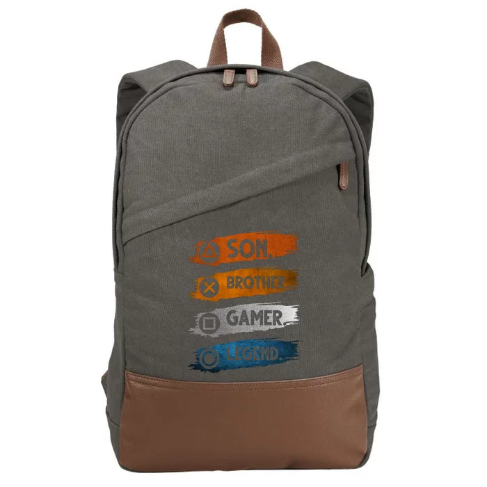 Son Brother Gamer Legend Controller Cotton Canvas Backpack