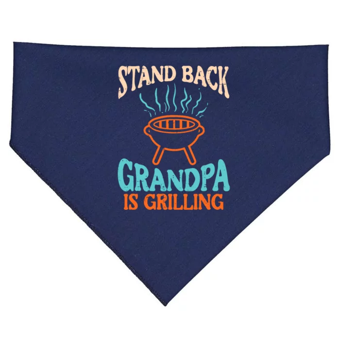 Stand Back Grandpa Is Grilling Bbq Barbecue Grandfather USA-Made Doggie Bandana