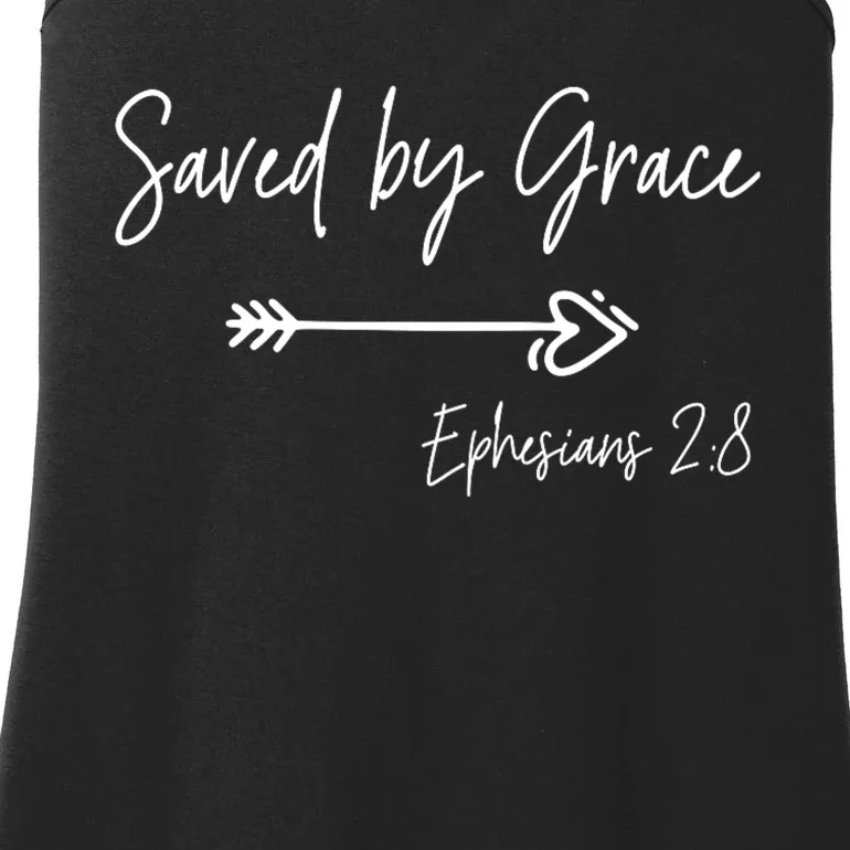 Saved By Grace Ephesians Scripture Christian Bible Verse Ladies Essential Tank