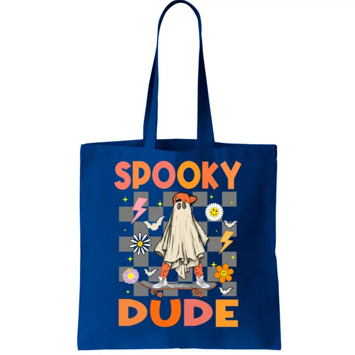 Skateboard Boo Ghost Spooky Dude Hippie Halloween Costumes Gift Tote Bag