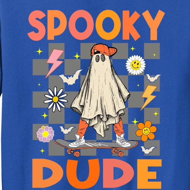 Skateboard Boo Ghost Spooky Dude Hippie Halloween Costumes Gift Tall Sweatshirt