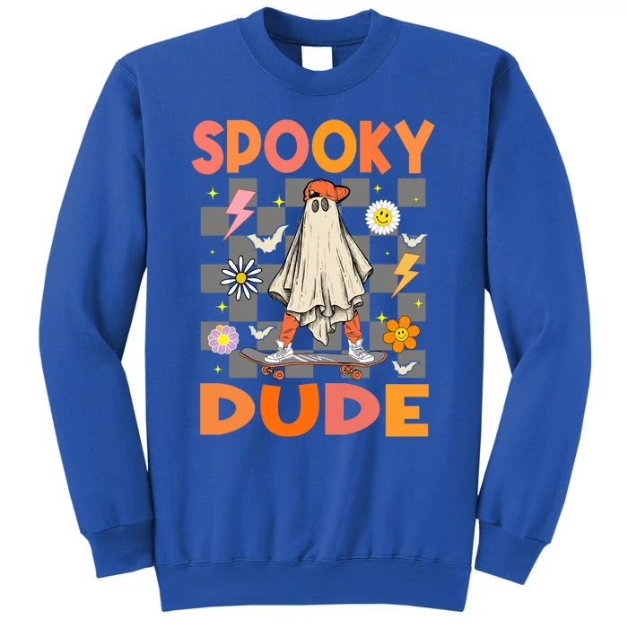 Skateboard Boo Ghost Spooky Dude Hippie Halloween Costumes Gift Tall Sweatshirt