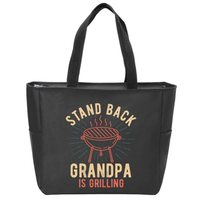 Stand Back Grandpa Is Grilling Vintage Gift For Him BBQ Fun Zip Tote Bag