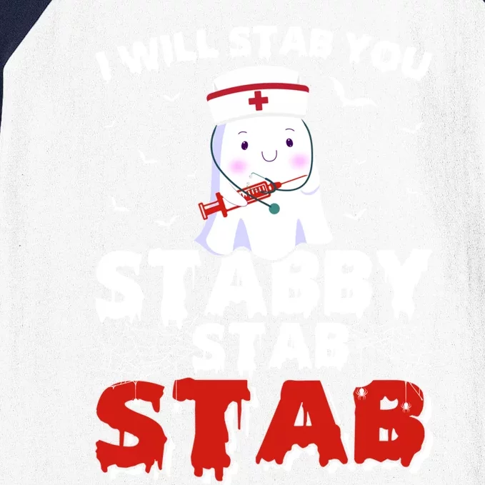 Scary Boo Ghost Nurse I Will Stab You Halloween Great Gift Baseball Sleeve Shirt