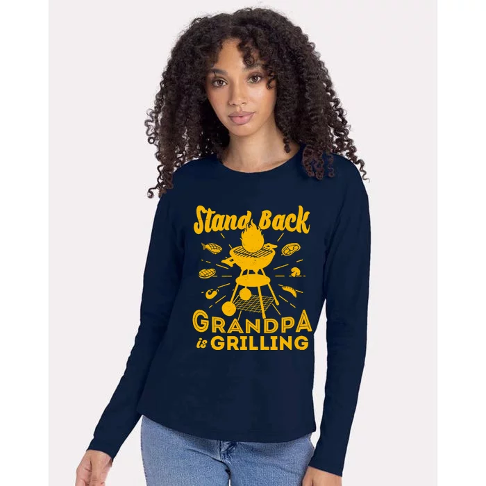 Stand Back Grandpa Is Grilling Womens Cotton Relaxed Long Sleeve T-Shirt