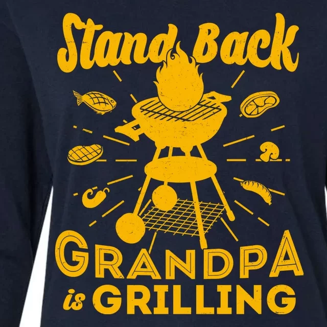 Stand Back Grandpa Is Grilling Womens Cotton Relaxed Long Sleeve T-Shirt