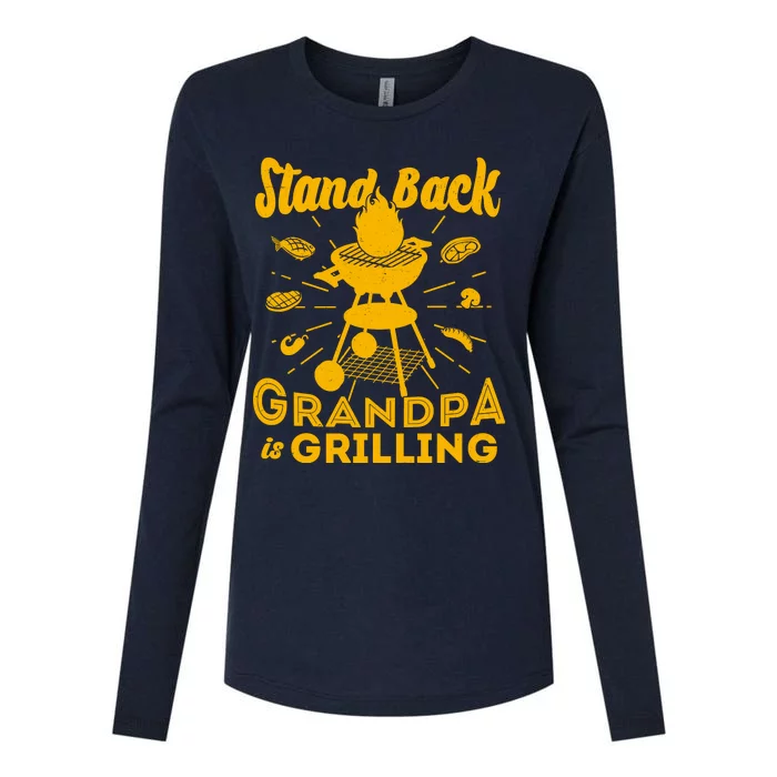 Stand Back Grandpa Is Grilling Womens Cotton Relaxed Long Sleeve T-Shirt