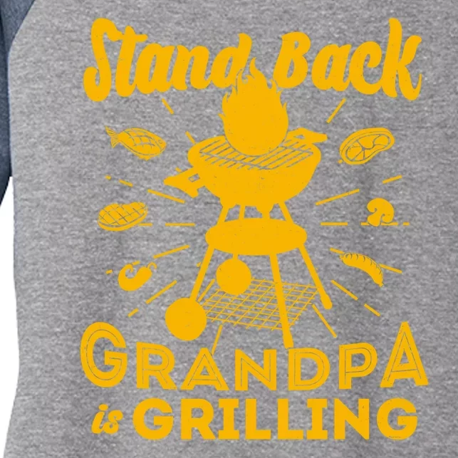 Stand Back Grandpa Is Grilling Women's Tri-Blend 3/4-Sleeve Raglan Shirt