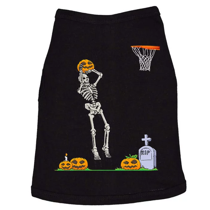 Skeleton Basketball Halloween Pumpkin Doggie Tank