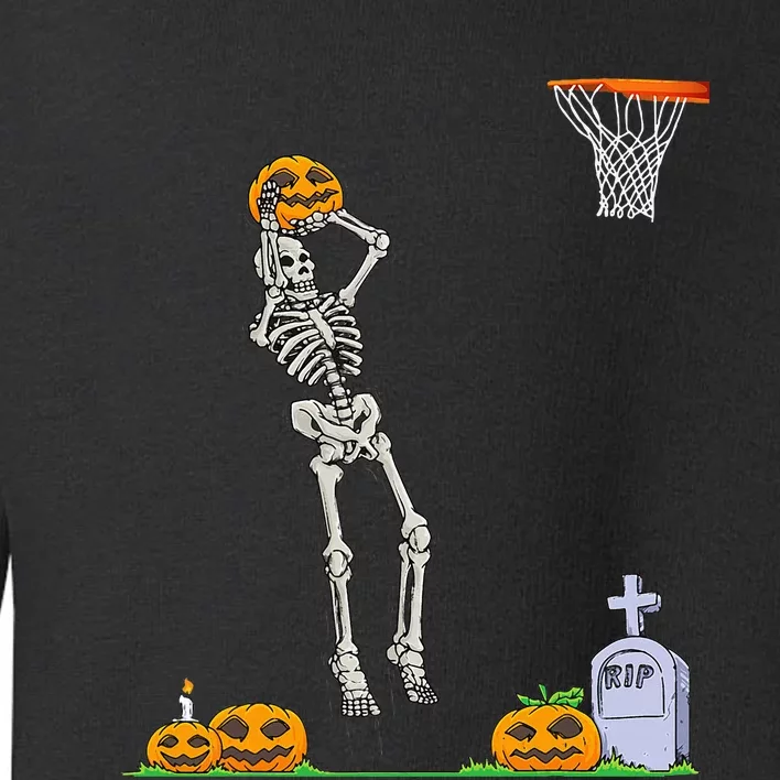 Skeleton Basketball Halloween Pumpkin Toddler Sweatshirt