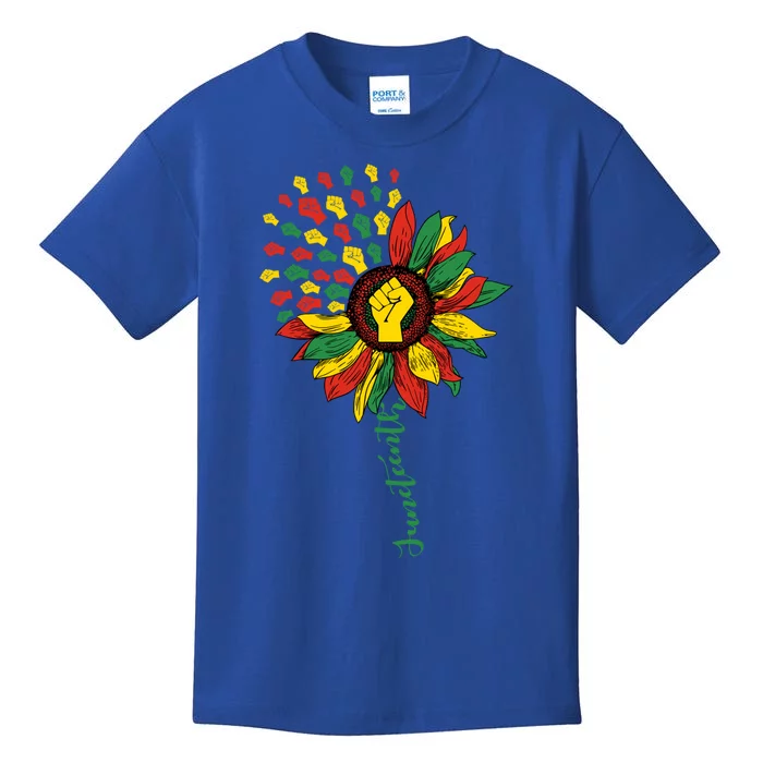 Sunflower Black History African Juneteenth Independence Day Gift Kids T-Shirt