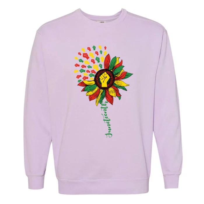 Sunflower Black History African Juneteenth Independence Day Gift Garment-Dyed Sweatshirt