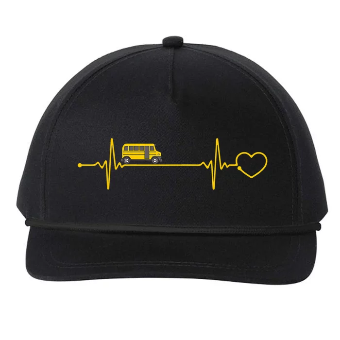 School Bus Hearbeat Driver Driving Transport Vehicle Service Snapback Five-Panel Rope Hat