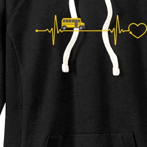 School Bus Hearbeat Driver Driving Transport Vehicle Service Women's Fleece Hoodie