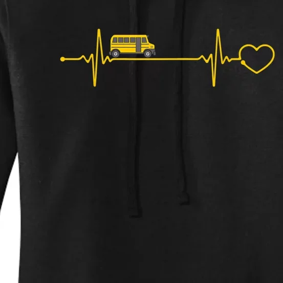 School Bus Hearbeat Driver Driving Transport Vehicle Service Women's Pullover Hoodie