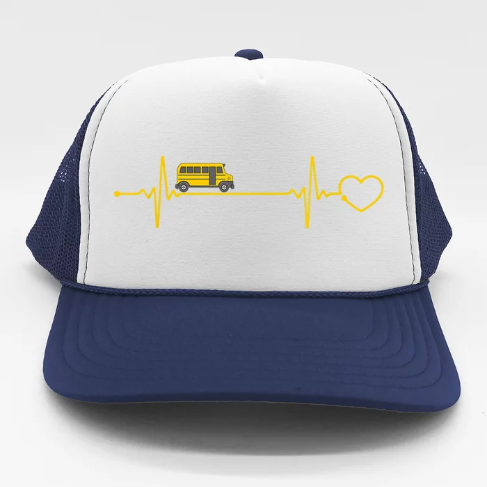 School Bus Hearbeat Driver Driving Transport Vehicle Service Trucker Hat