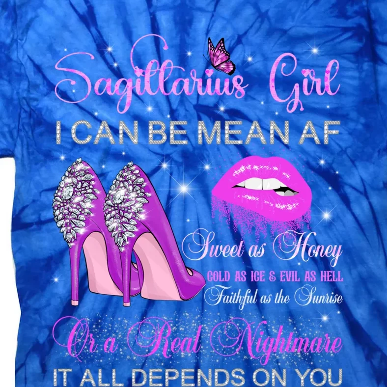 Sagittarius Birthday High Heels Dripping Lips Butterfly Meaningful Gift Tie-Dye T-Shirt