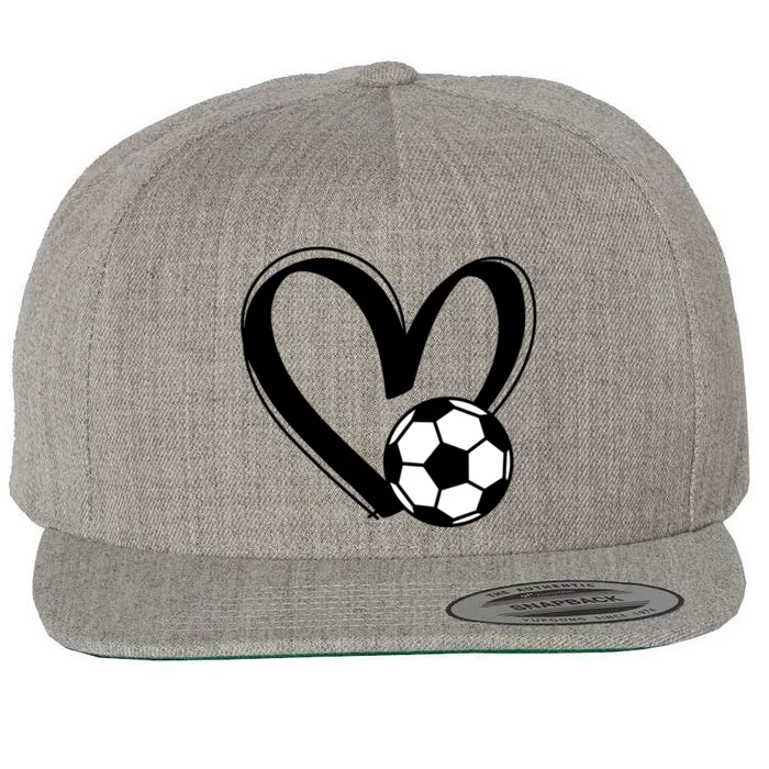 Soccer Ball Heart Gift Wool Snapback Cap