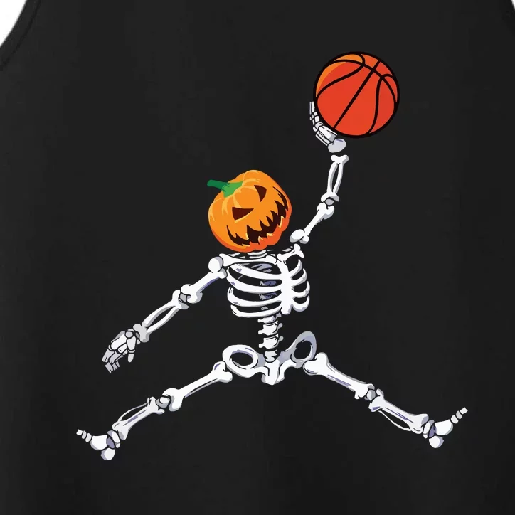 Skeleton Basketball Halloween Pumpkin Slam Dunk Performance Tank