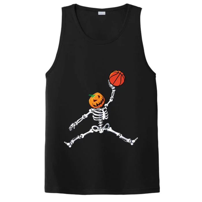 Skeleton Basketball Halloween Pumpkin Slam Dunk Performance Tank