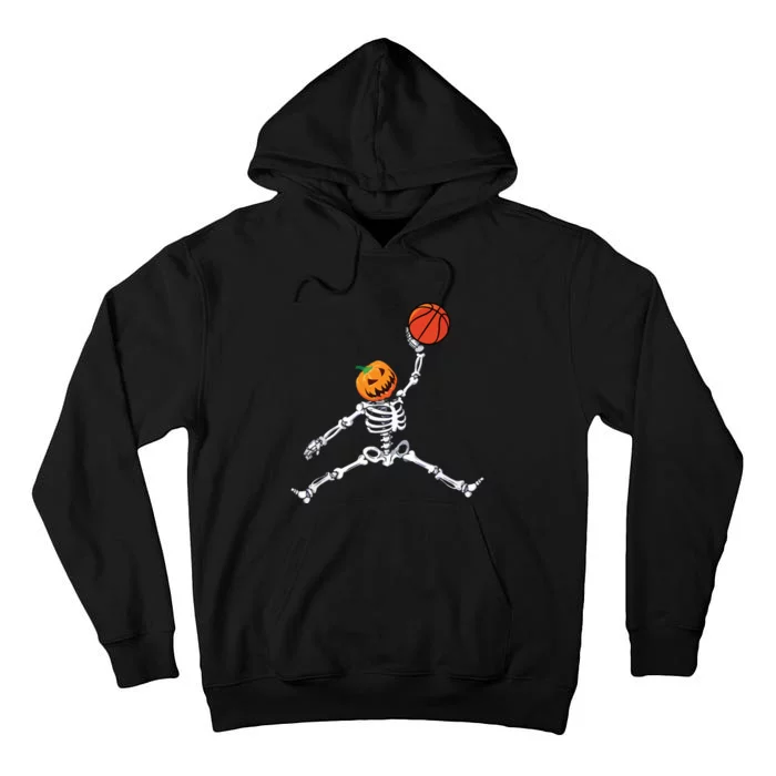 Skeleton Basketball Halloween Pumpkin Slam Dunk Tall Hoodie