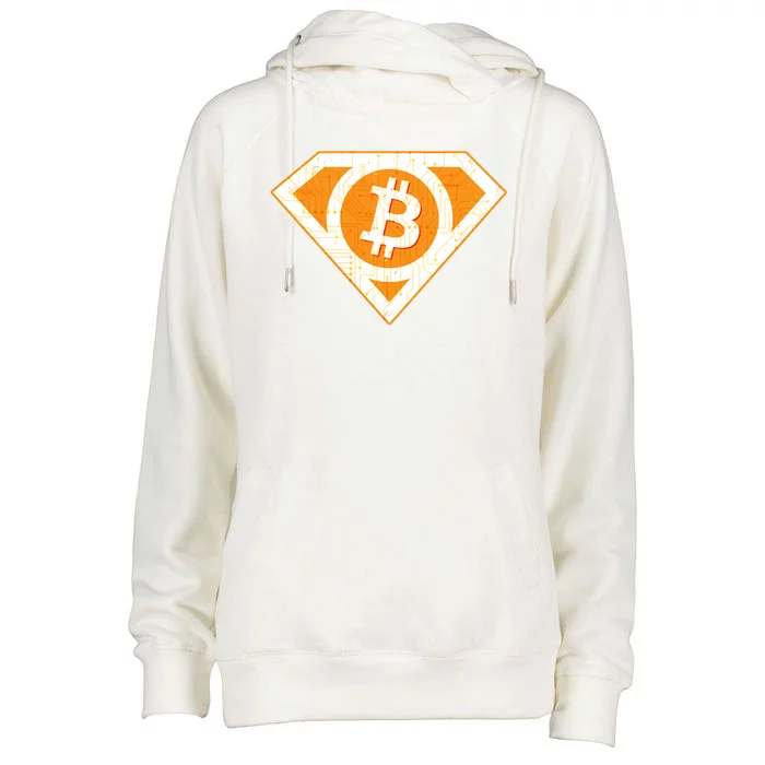 Super Bitcoin Hero Logo Womens Funnel Neck Pullover Hood