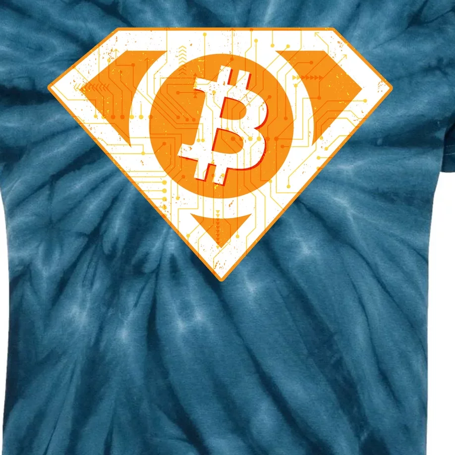 Super Bitcoin Hero Logo Kids Tie-Dye T-Shirt