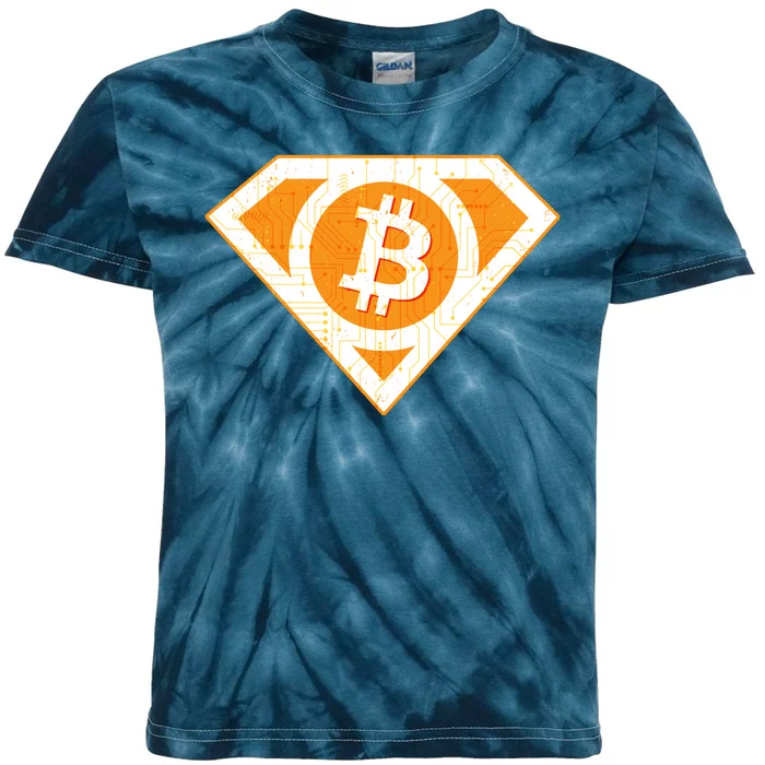 Super Bitcoin Hero Logo Kids Tie-Dye T-Shirt